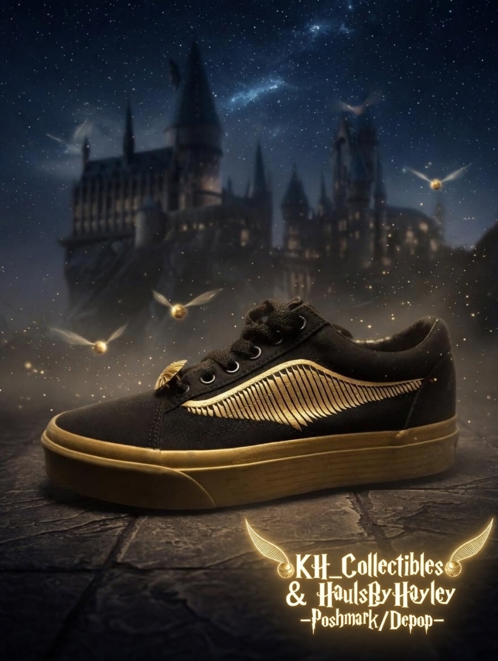 Vans x Harry Potter Old Skool "Golden Snitch" Sneakers - Women's 6 NWOT - Picture 2 of 14